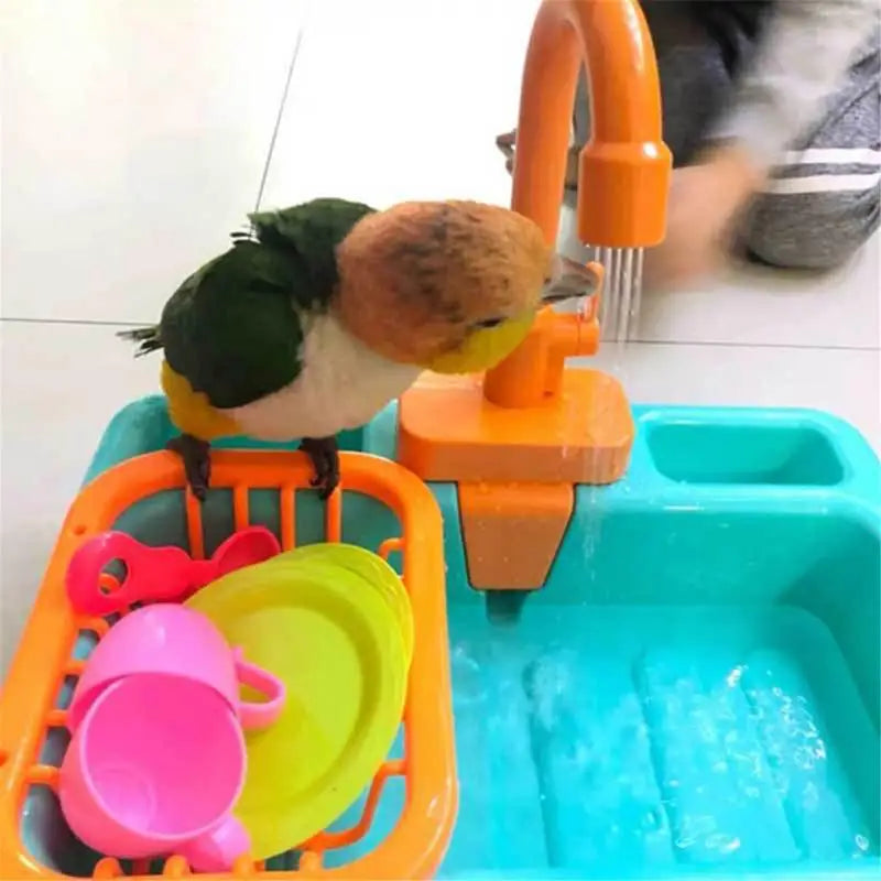 Bird Bathtub Shower Automatic Bathtub with Faucet Multifunctional Parakeet Shower Parrot Canary Feeder For Small Medium Birds