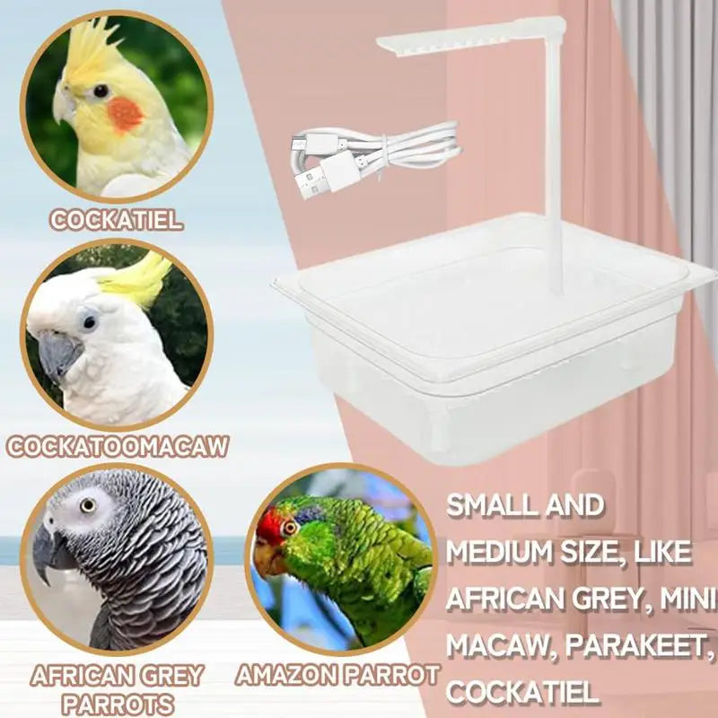 Pet Bird Bath Basin Parrot Cage accessory Bath Basin Parrot Perch Shower Bowl Birds Accessories Parrot Toy Bird Bathtub box