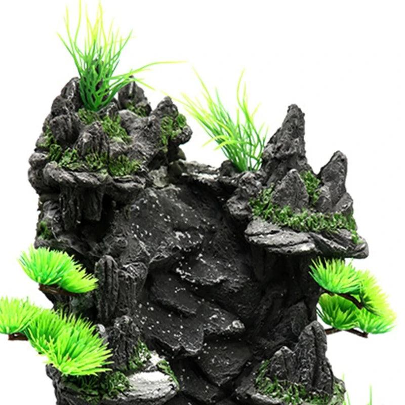 Aquarium Decoration Artificial Resin Landscape Fish for Tank Rock Mountain View Underwater Sand Waterfall