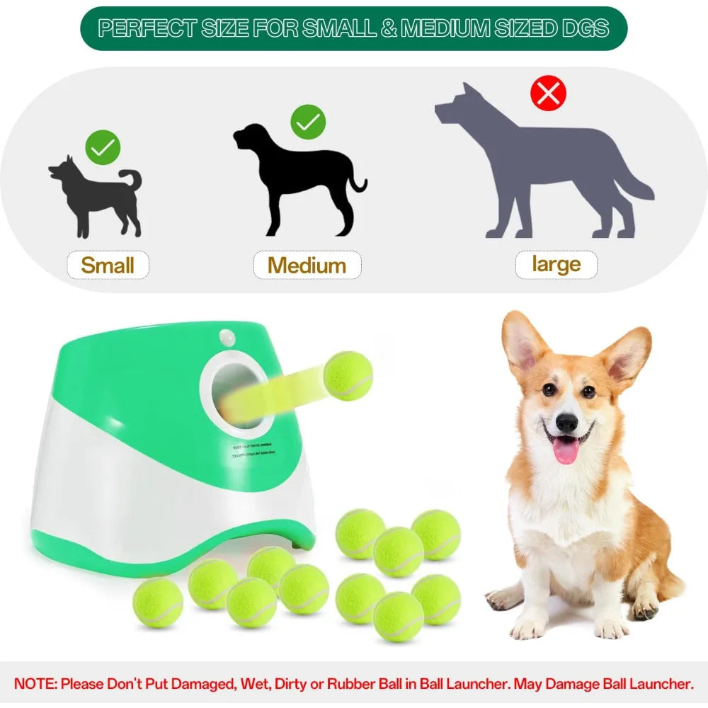 Automaitc Dog Ball Launche Dogs,3 Launch Distances, Ball Launcher for Dogs with 12 Balls, Rechargeable Ball Thrower for Dogs