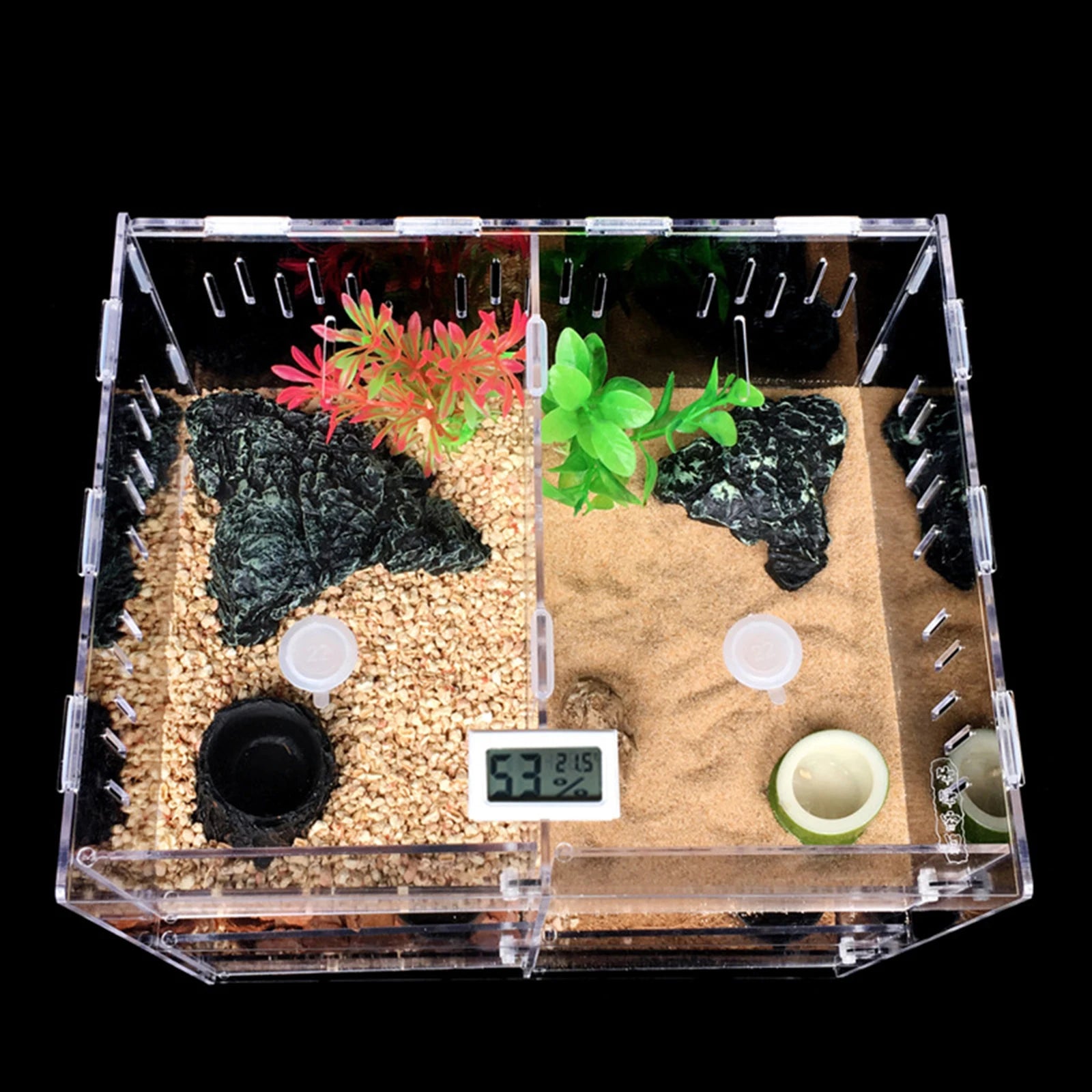 4 Grids Acrylic Pet Reptile Cage Breeding Box Terrarium Lizard Insect Climbing Spider Snake Tank Clear - Love Your Pet Life